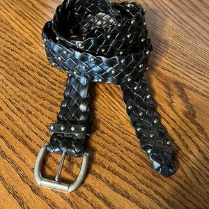 Woven Leather Studded Belt 42” Retro Style Moto Biker Belt NWOT